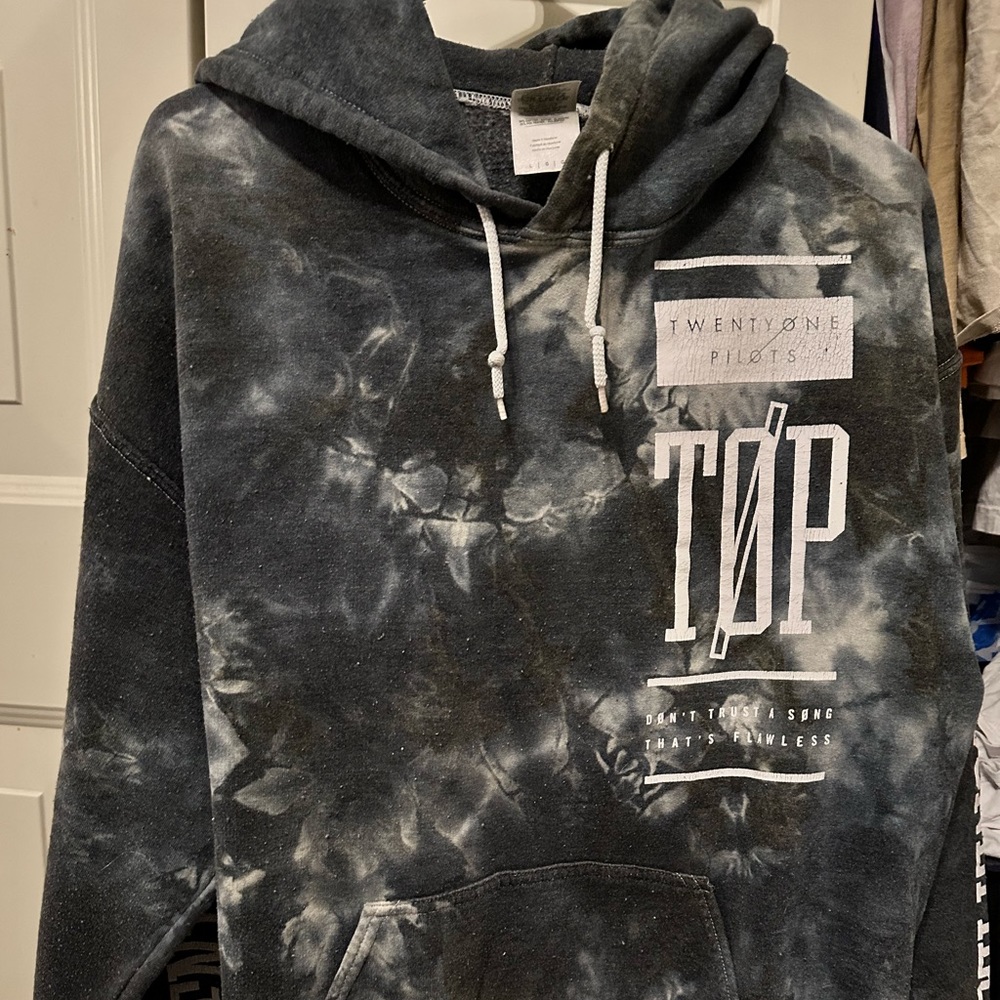 Twenty One pilots - Gray Mens Large hoodie “don’t trust a song that’s ￼flawless”